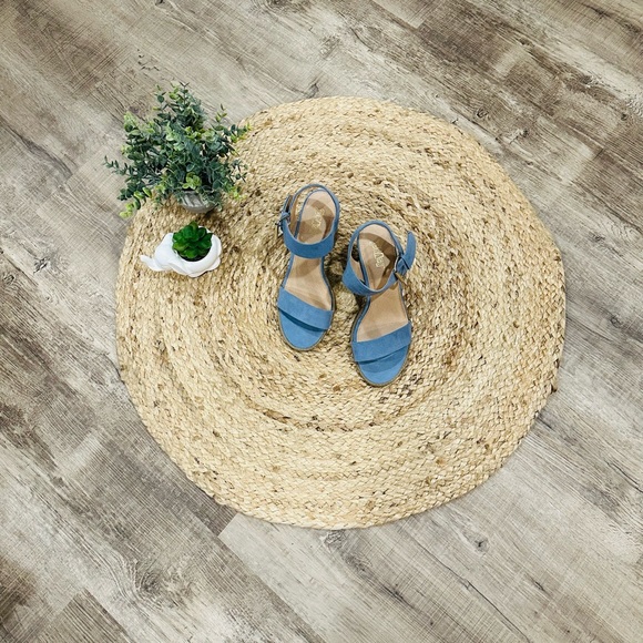 Brash Light Blue Chunk Heels - Picture 2 of 12